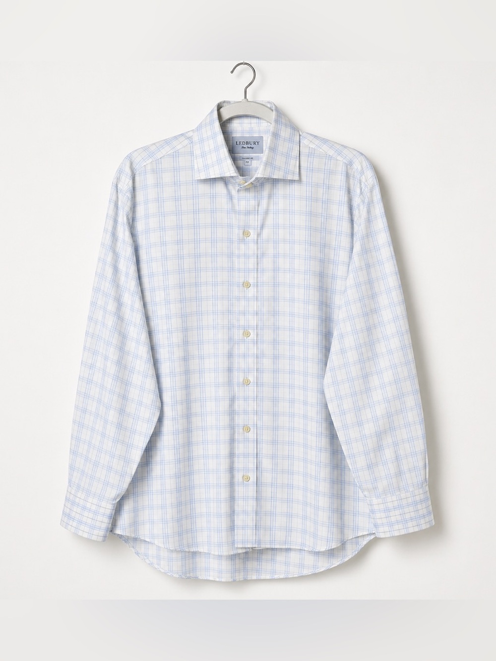 Ledbury Classic Fit Dress Shirt L 16.5 Blue Green Plaid Long Sleeve Button Front